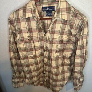 Vintage 90s Polo Ralph Lauren Cottagecore Plaid 100% Cotton Button-Up Shirt Sz 2